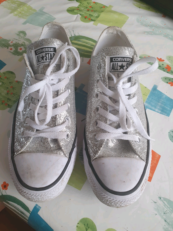 silver glitter converse trainers